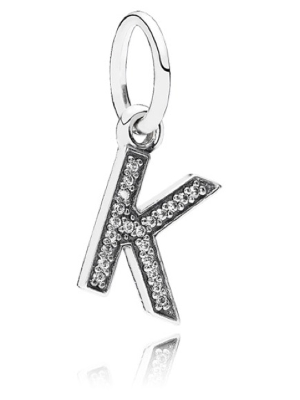Pandora Retired Sterling Silver Alphabet Letter K Dangle with Clear CZ 791323CZ